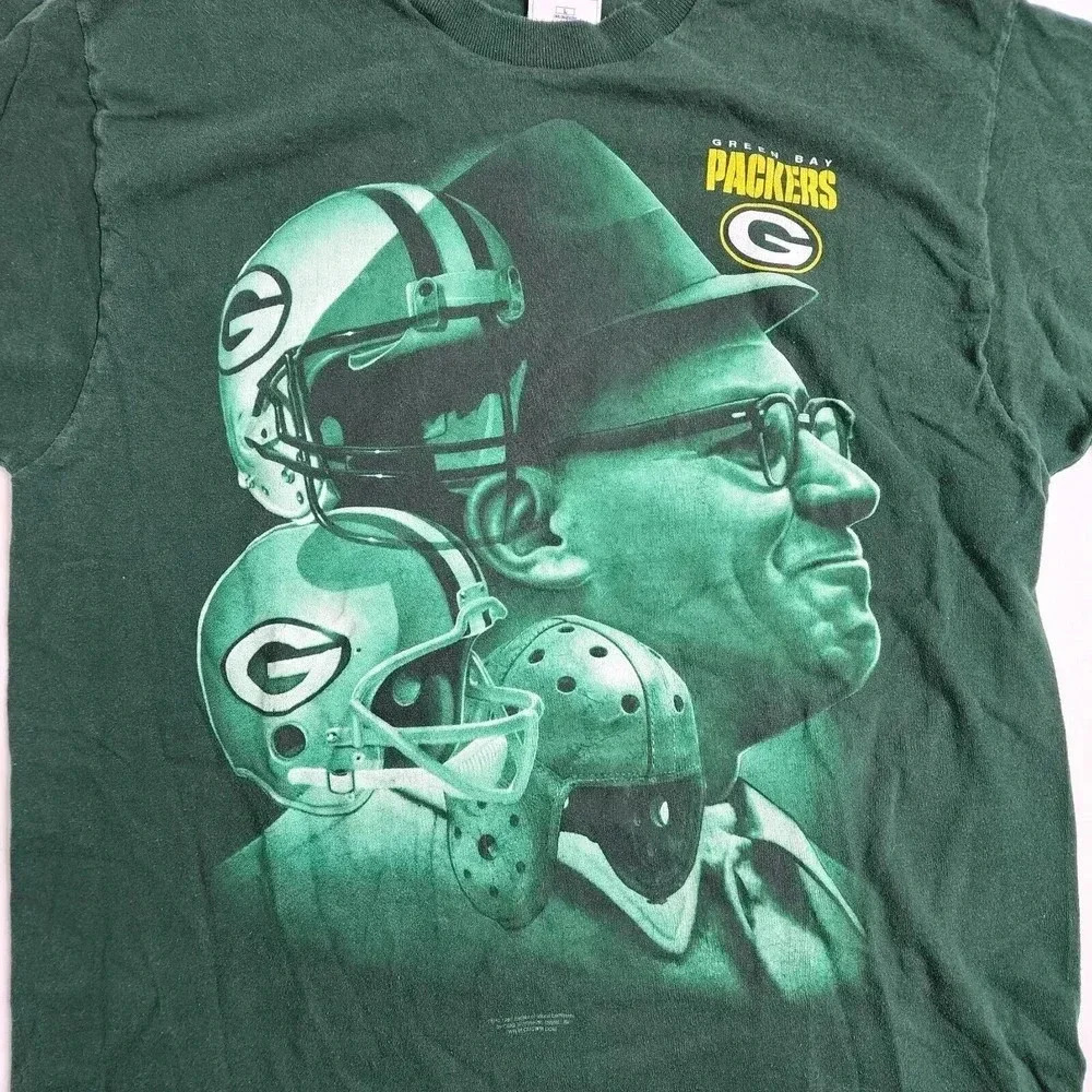 Vintage Green Bay Packers Vince Lombardi Big Graphic Shirt Size Large Pro Player - Picture 4 of 4